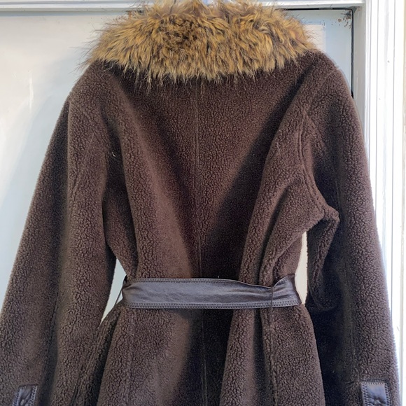 IDEOLOGY Womens 1X Brown Fur Collar Soft Coat Toe Waist WARM - Picture 5 of 7